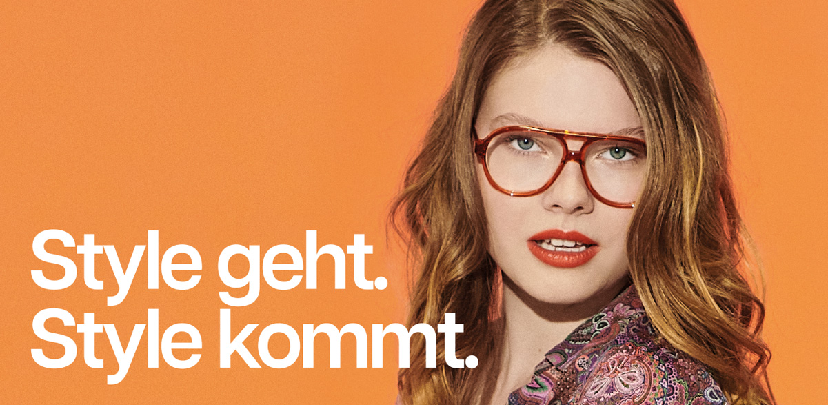 Style geht. Style kommt. 40% Nachlass auf ausgewählte Brillenfassungen.